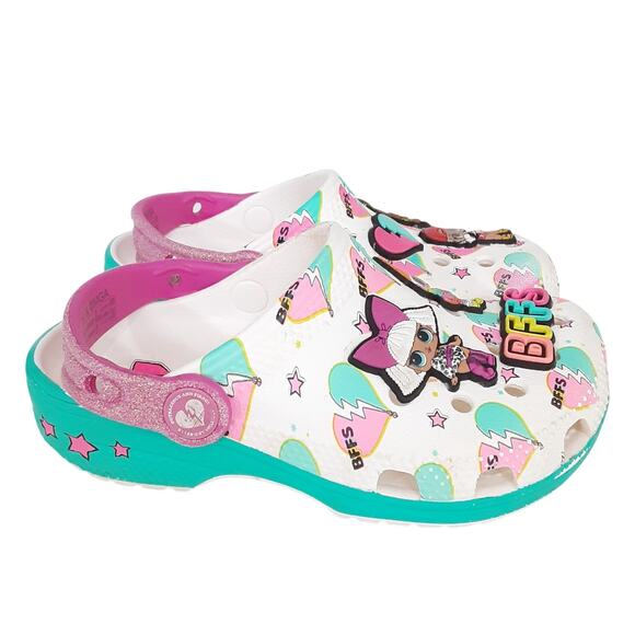 Crocs LOL Doll Clogs Slip On Shoes With Jibbitz Girls 10 Water Shoes White - Picture 3 of 8